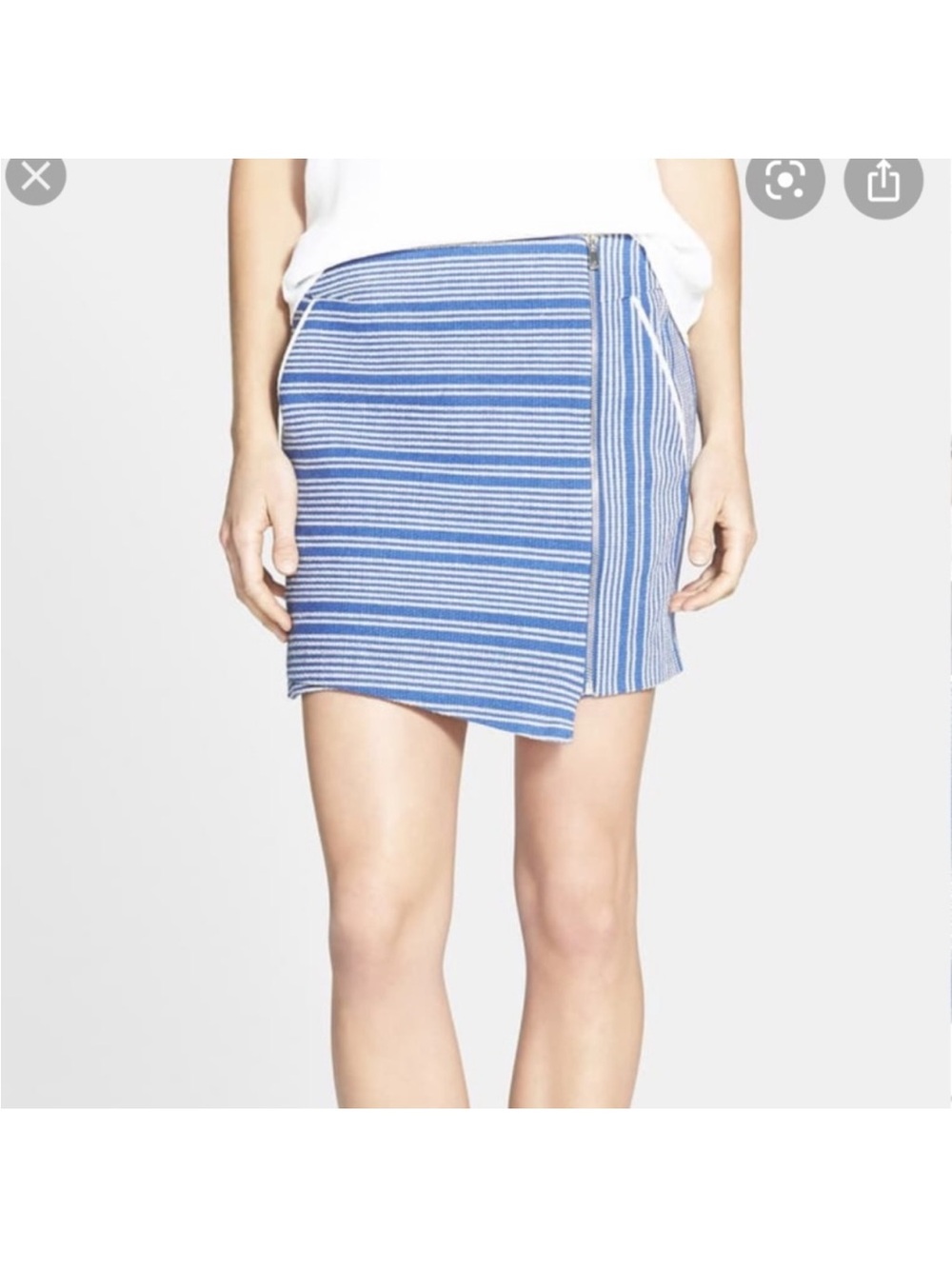 Rebecca Minkoff Blue Striped Asymmetric Mini Skirt